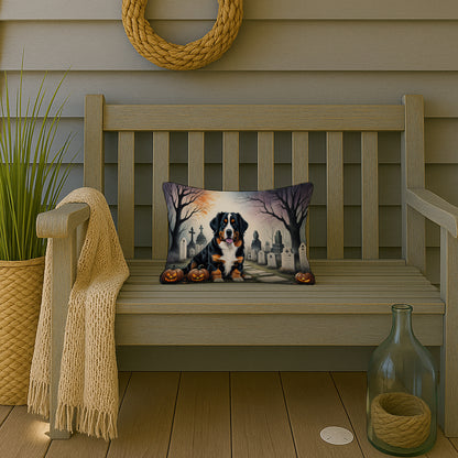 Caroline's Treasures DAC2014PW1216 Bernese Mountain Dog Spooky Halloween Fabric Decorative Pillow Machine Washable, Indoor Outdoor Decorative Pillow for Couch, Bed or Patio, 12HX16W