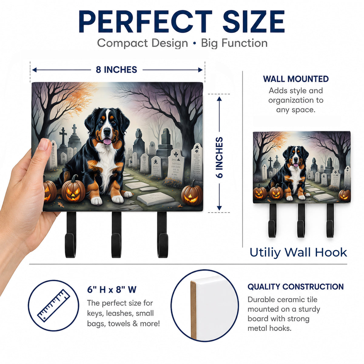 Caroline's Treasures Bernese Mountain Dog Dogs Ceramic Triple Wall Hook