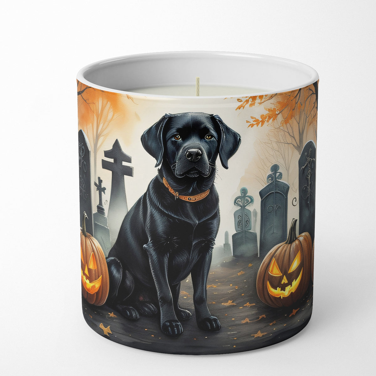 Caroline's Treasures DAC2015CDL Black Labrador Retriever Spooky Halloween Decorative Soy Candle Nature Soy Wax Essential Oil Home Decor Ideal for Bedroom Kitchen Bath Office Gift, 10 oz