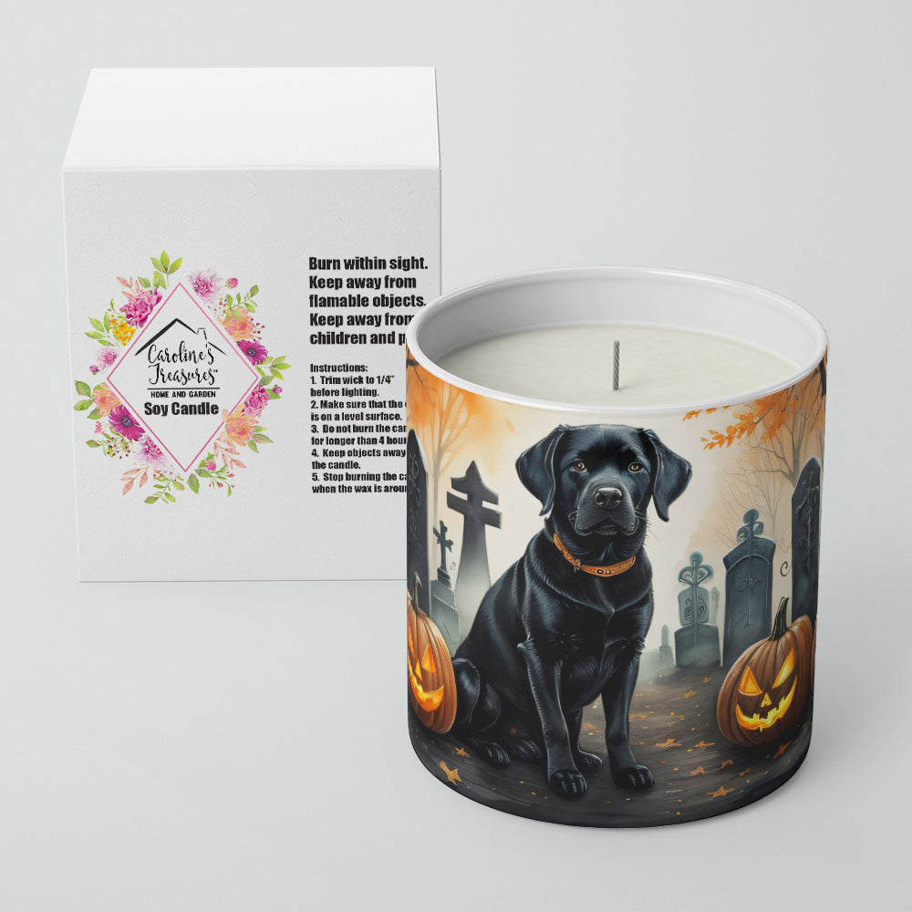 Caroline's Treasures DAC2015CDL Black Labrador Retriever Spooky Halloween Decorative Soy Candle Nature Soy Wax Essential Oil Home Decor Ideal for Bedroom Kitchen Bath Office Gift, 10 oz