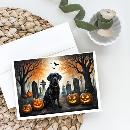 Caroline's Treasures DAC2015GCA7P Black Labrador Retriever Spooky Halloween Greeting Cards and Envelopes Pack of 8 Blank Cards with Envelopes Whimsical A7 Size 5x7 Blank Greeting Cards