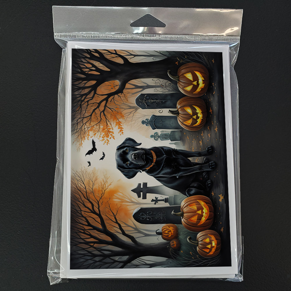 Caroline's Treasures DAC2015GCA7P Black Labrador Retriever Spooky Halloween Greeting Cards and Envelopes Pack of 8 Blank Cards with Envelopes Whimsical A7 Size 5x7 Blank Greeting Cards