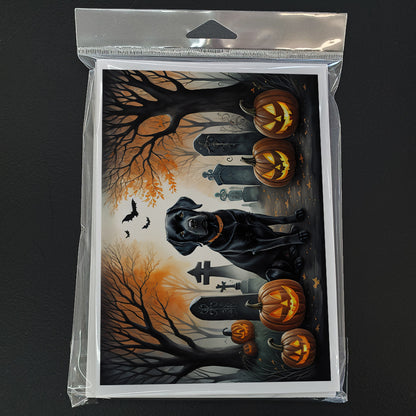 Caroline's Treasures DAC2015GCA7P Black Labrador Retriever Spooky Halloween Greeting Cards and Envelopes Pack of 8 Blank Cards with Envelopes Whimsical A7 Size 5x7 Blank Greeting Cards