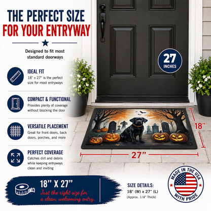 Caroline's Treasures DAC2015MAT Black Labrador Retriever Spooky Halloween Doormat 18x27 Front Door Mat Indoor Outdoor Rugs for Entryway, Non Slip Washable Low Pile, 18H X 27W