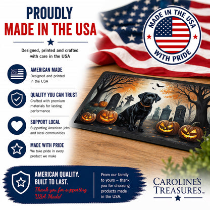 Caroline's Treasures DAC2015MAT Black Labrador Retriever Spooky Halloween Doormat 18x27 Front Door Mat Indoor Outdoor Rugs for Entryway, Non Slip Washable Low Pile, 18H X 27W