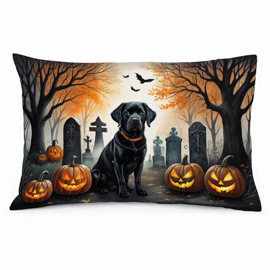 Caroline's Treasures DAC2015PILLOWCASE Black Labrador Retriever Spooky Halloween Fabric Standard Pillowcase Lightweight Super Soft Easy Care Decorative Artwork Pillowcase, Standard