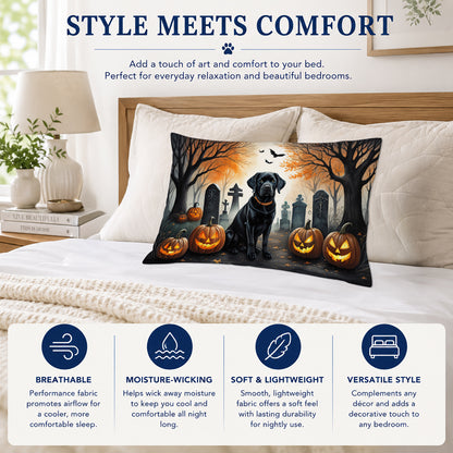 Caroline's Treasures DAC2015PILLOWCASE Black Labrador Retriever Spooky Halloween Fabric Standard Pillowcase Lightweight Super Soft Easy Care Decorative Artwork Pillowcase, Standard