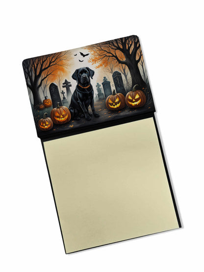 Caroline's Treasures Black Labrador Retriever Spooky Halloween Sticky Note Holder Refillable Dispenser Self-Sticky Note Pads, Memo Pads Blank Desk Accessories