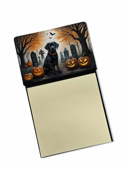 Caroline's Treasures Black Labrador Retriever Spooky Halloween Sticky Note Holder Refillable Dispenser Self-Sticky Note Pads, Memo Pads Blank Desk Accessories