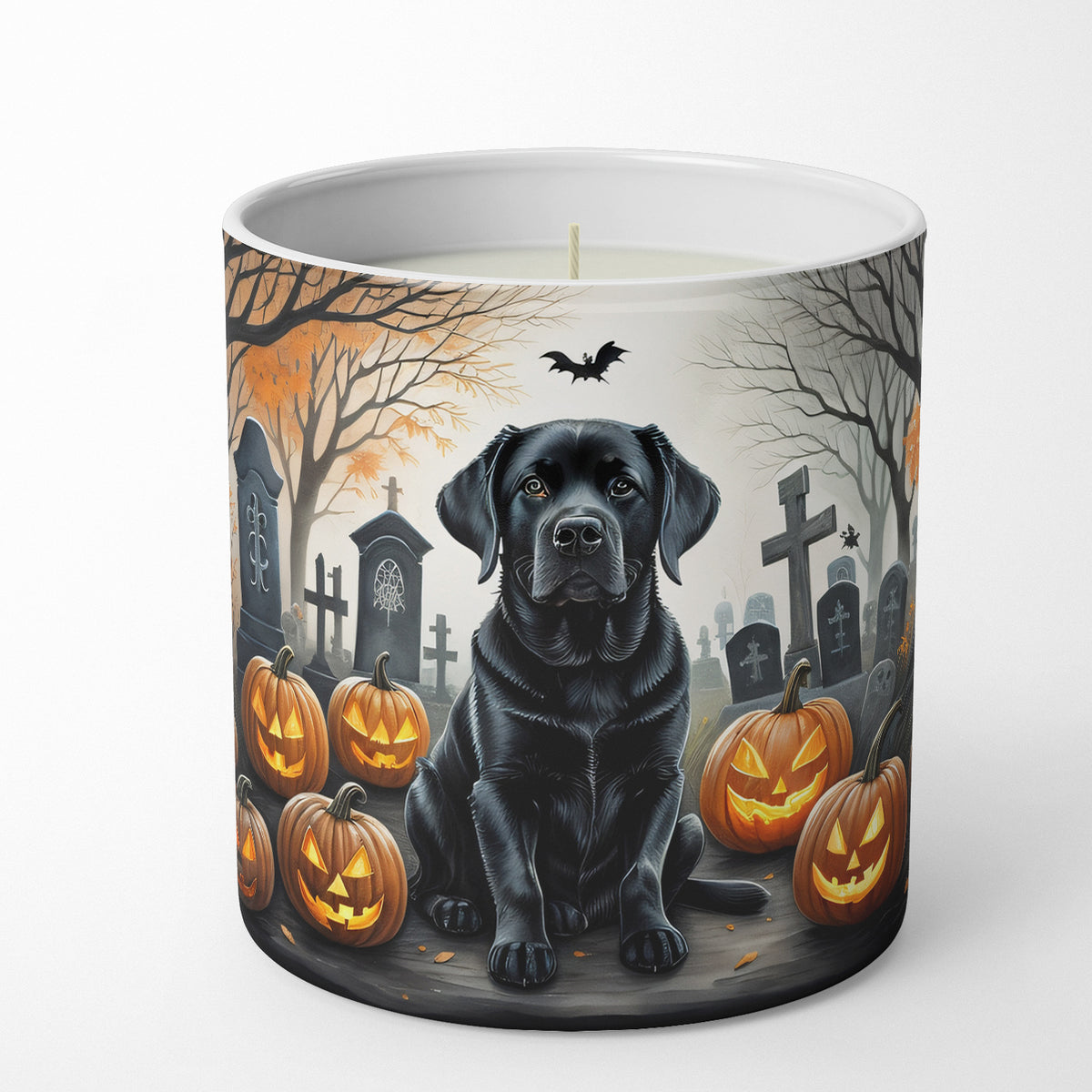 Caroline's Treasures DAC2016CDL Black Labrador Retriever Spooky Halloween Decorative Soy Candle Nature Soy Wax Essential Oil Home Decor Ideal for Bedroom Kitchen Bath Office Gift, 10 oz