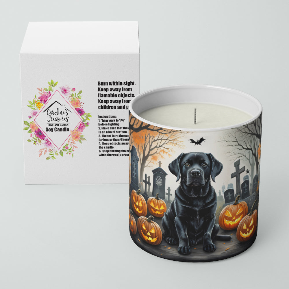 Caroline's Treasures DAC2016CDL Black Labrador Retriever Spooky Halloween Decorative Soy Candle Nature Soy Wax Essential Oil Home Decor Ideal for Bedroom Kitchen Bath Office Gift, 10 oz