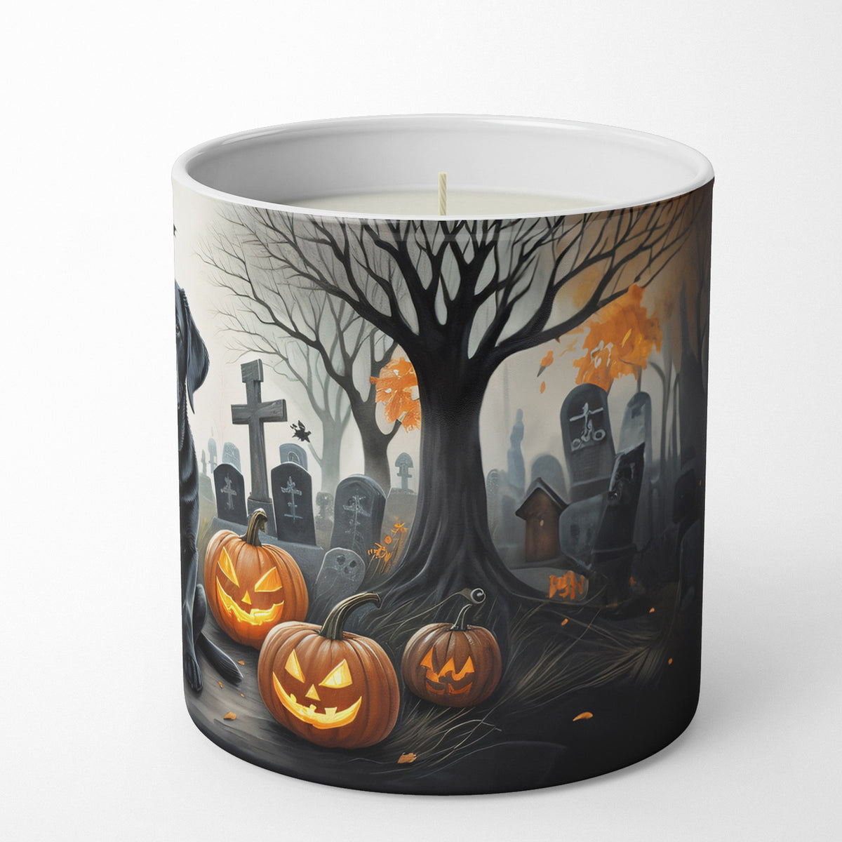 Caroline's Treasures DAC2016CDL Black Labrador Retriever Spooky Halloween Decorative Soy Candle Nature Soy Wax Essential Oil Home Decor Ideal for Bedroom Kitchen Bath Office Gift, 10 oz