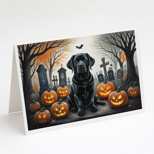 Caroline's Treasures DAC2016GCA7P Black Labrador Retriever Spooky Halloween Greeting Cards and Envelopes Pack of 8 Blank Cards with Envelopes Whimsical A7 Size 5x7 Blank Greeting Cards