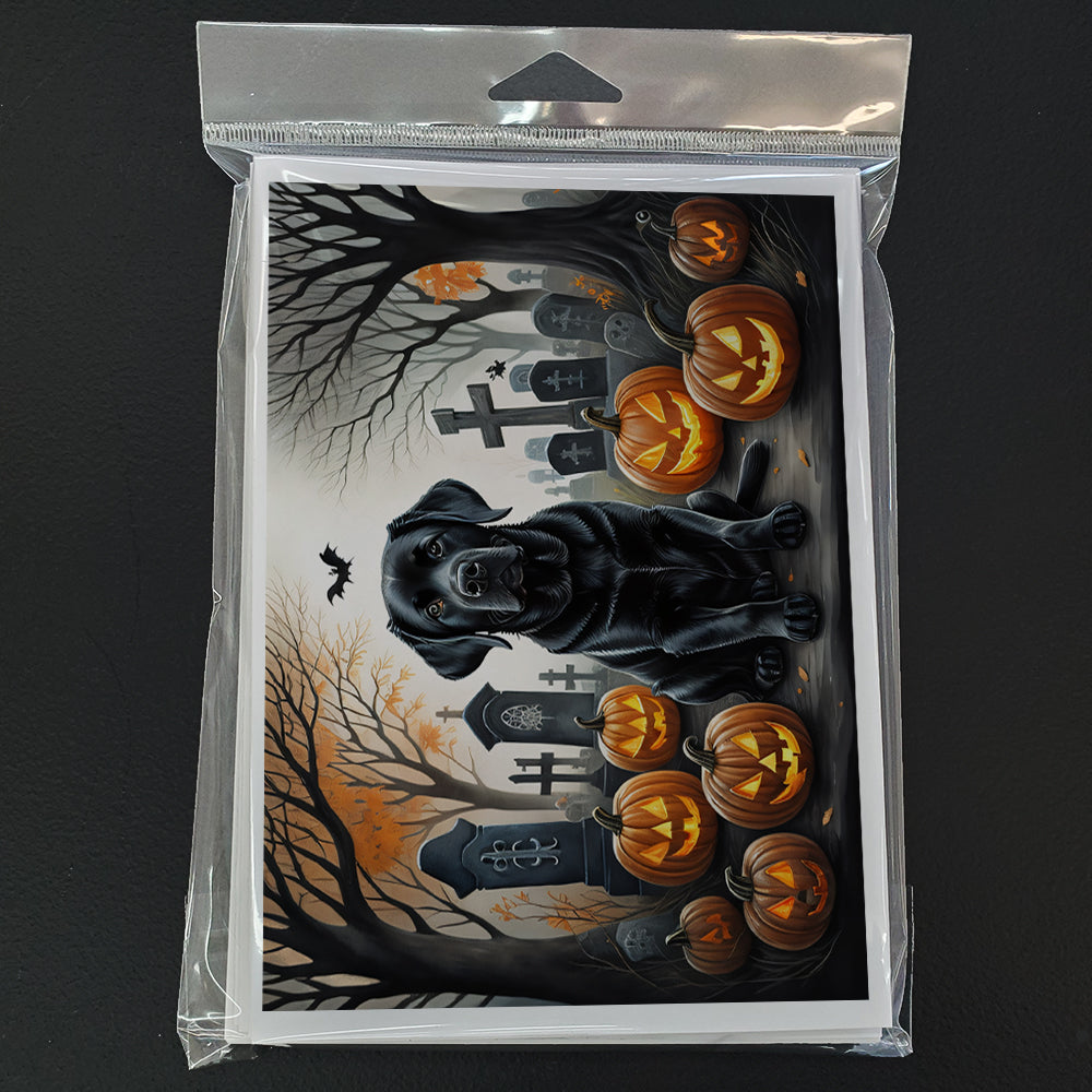 Caroline's Treasures DAC2016GCA7P Black Labrador Retriever Spooky Halloween Greeting Cards and Envelopes Pack of 8 Blank Cards with Envelopes Whimsical A7 Size 5x7 Blank Greeting Cards