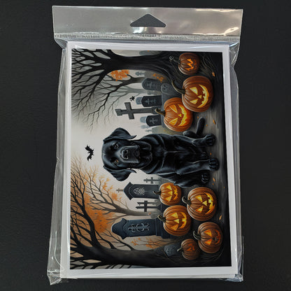 Caroline's Treasures DAC2016GCA7P Black Labrador Retriever Spooky Halloween Greeting Cards and Envelopes Pack of 8 Blank Cards with Envelopes Whimsical A7 Size 5x7 Blank Greeting Cards