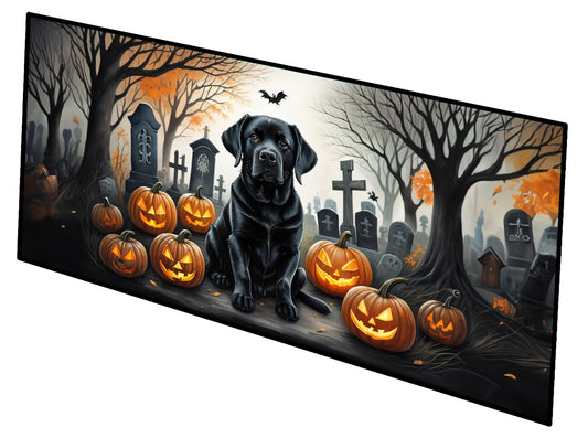 Caroline's Treasures Black Labrador Retriever Spooky Halloween Runner Mat 28x58 Front Door Mat Indoor Outdoor Rugs for Entryway Hallway Foyer Non Slip Washable Wide Doormat