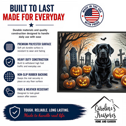 Caroline's Treasures DAC2016JMAT Black Labrador Retriever Spooky Halloween Indoor or Outdoor Mat 24x36 Front Door Mat Indoor Outdoor Rugs for Entryway, Non Slip Washable Low Pile, 24H X 36W