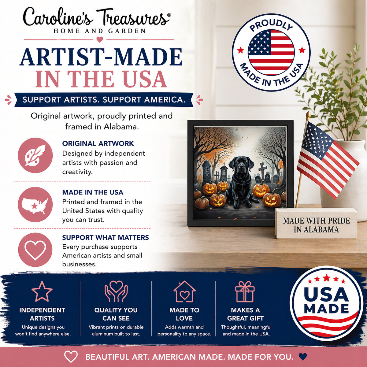 Caroline's Treasures Labrador Retriever Dogs Framed Metal Wall Art 8x8 In