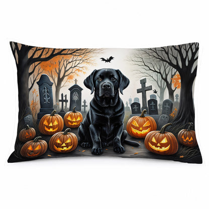 Caroline's Treasures DAC2016PILLOWCASE Black Labrador Retriever Spooky Halloween Fabric Standard Pillowcase Lightweight Super Soft Easy Care Decorative Artwork Pillowcase, Standard