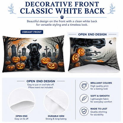 Caroline's Treasures DAC2016PILLOWCASE Black Labrador Retriever Spooky Halloween Fabric Standard Pillowcase Lightweight Super Soft Easy Care Decorative Artwork Pillowcase, Standard