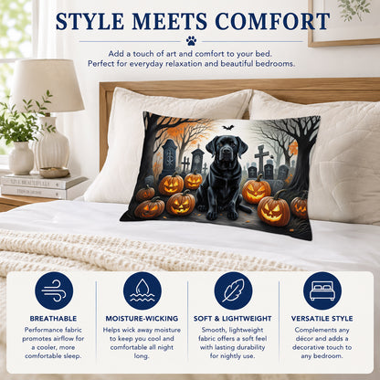Caroline's Treasures DAC2016PILLOWCASE Black Labrador Retriever Spooky Halloween Fabric Standard Pillowcase Lightweight Super Soft Easy Care Decorative Artwork Pillowcase, Standard
