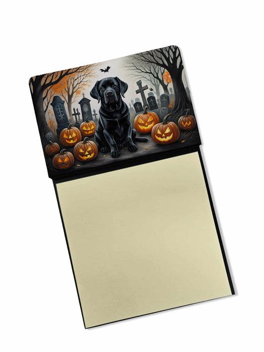 Caroline's Treasures Black Labrador Retriever Spooky Halloween Sticky Note Holder Refillable Dispenser Self-Sticky Note Pads, Memo Pads Blank Desk Accessories
