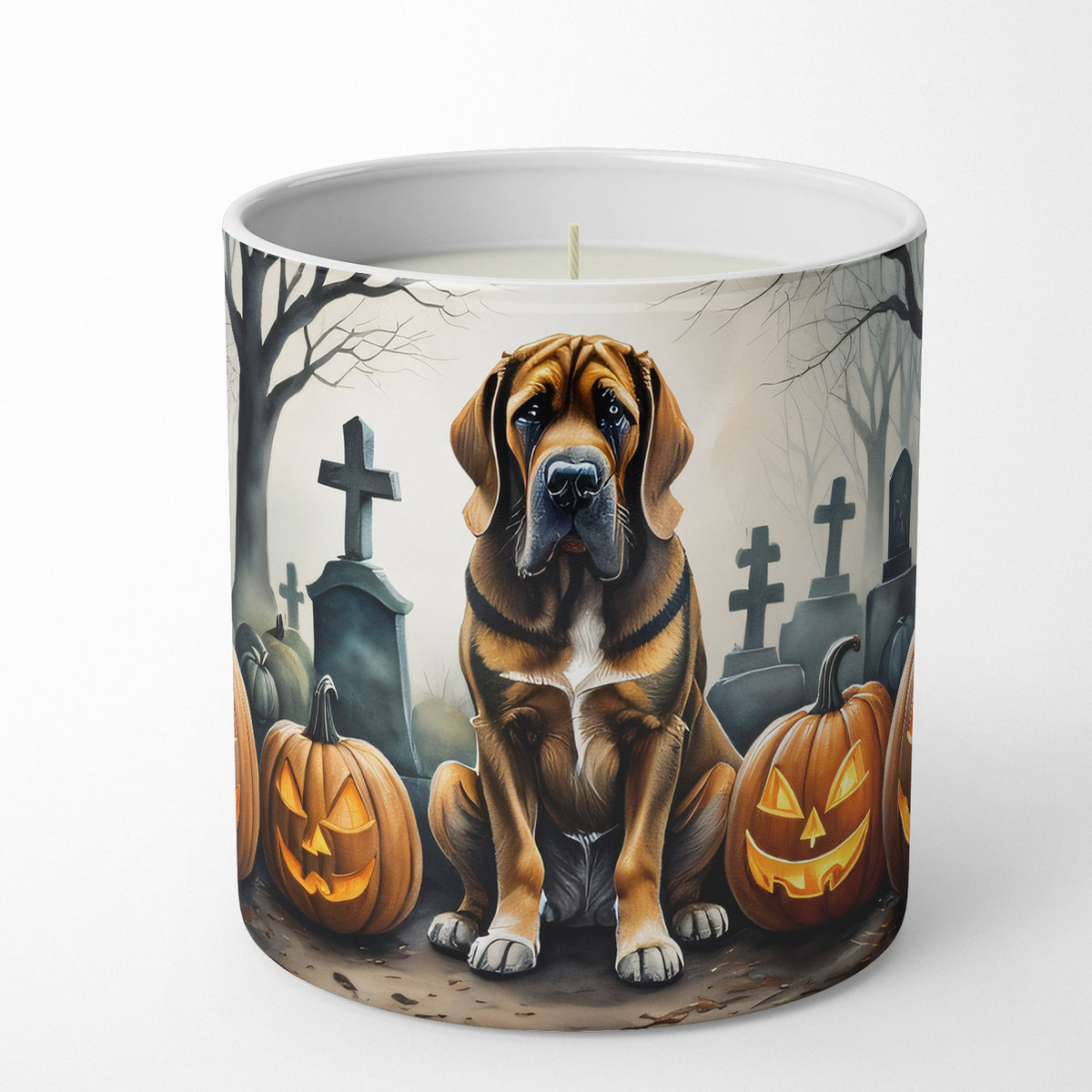 Caroline's Treasures DAC2017CDL Bloodhound Spooky Halloween Decorative Soy Candle Nature Soy Wax Essential Oil Home Decor Ideal for Bedroom Kitchen Bath Office Gift, 10 oz