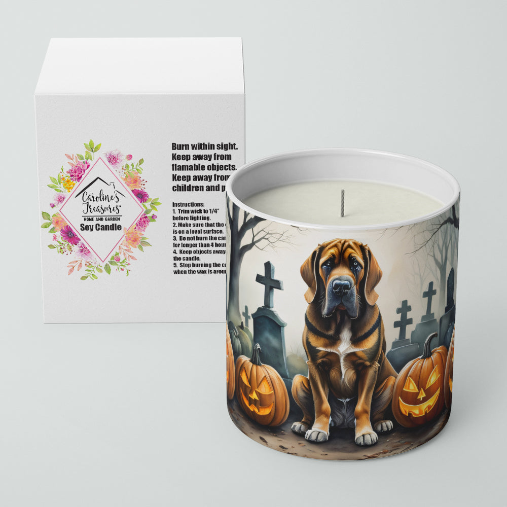 Caroline's Treasures DAC2017CDL Bloodhound Spooky Halloween Decorative Soy Candle Nature Soy Wax Essential Oil Home Decor Ideal for Bedroom Kitchen Bath Office Gift, 10 oz