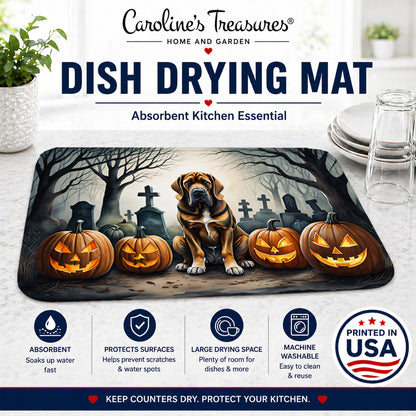 Caroline's Treasures DAC2017DDM Bloodhound Spooky Halloween Dish Drying Mat Absorbent Dish Drying Mat Pad for Kitchen Counter Dish Drainer Mat for Countertop, 14 x 21, Multicolor