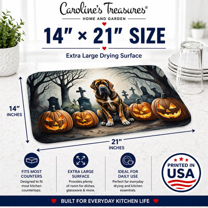 Caroline's Treasures DAC2017DDM Bloodhound Spooky Halloween Dish Drying Mat Absorbent Dish Drying Mat Pad for Kitchen Counter Dish Drainer Mat for Countertop, 14 x 21, Multicolor