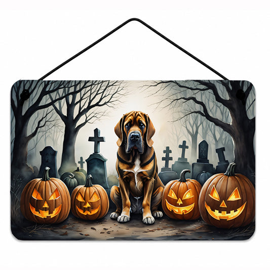 Caroline's Treasures DAC2017DS812 Bloodhound Spooky Halloween Wall or Door Hanging Prints Aluminum Metal Sign Kitchen Wall Bar Bathroom Plaque Home Decor, 8x12, Multicolor