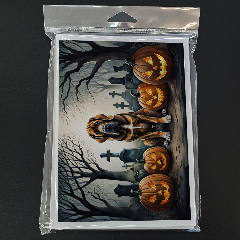 Caroline's Treasures DAC2017GCA7P Bloodhound Spooky Halloween Greeting Cards and Envelopes Pack of 8 Blank Cards with Envelopes Whimsical A7 Size 5x7 Blank Greeting Cards