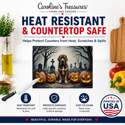 Caroline's Treasures DAC2017LCB Bloodhound Spooky Halloween Glass Cutting Board Large Decorative Tempered Glass Kitchen Cutting and Serving Board Large Size Chopping Board
