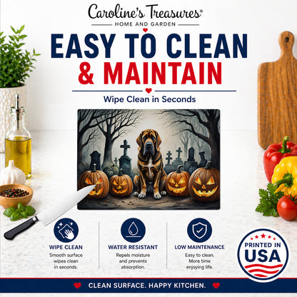 Caroline's Treasures DAC2017LCB Bloodhound Spooky Halloween Glass Cutting Board Large Decorative Tempered Glass Kitchen Cutting and Serving Board Large Size Chopping Board