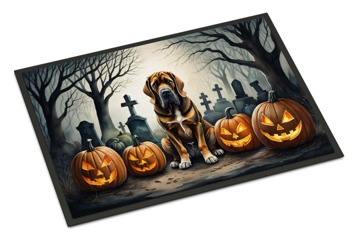 Caroline's Treasures DAC2017MAT Bloodhound Spooky Halloween Doormat 18x27 Front Door Mat Indoor Outdoor Rugs for Entryway, Non Slip Washable Low Pile, 18H X 27W