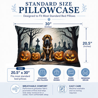 Caroline's Treasures DAC2017PILLOWCASE Bloodhound Spooky Halloween Fabric Standard Pillowcase Lightweight Super Soft Easy Care Decorative Artwork Pillowcase, Standard
