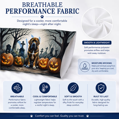 Caroline's Treasures DAC2017PILLOWCASE Bloodhound Spooky Halloween Fabric Standard Pillowcase Lightweight Super Soft Easy Care Decorative Artwork Pillowcase, Standard