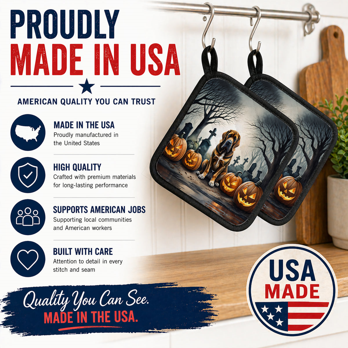 Caroline's Treasures Bloodhound Dogs Set of 2 Kitchen Pot Holders