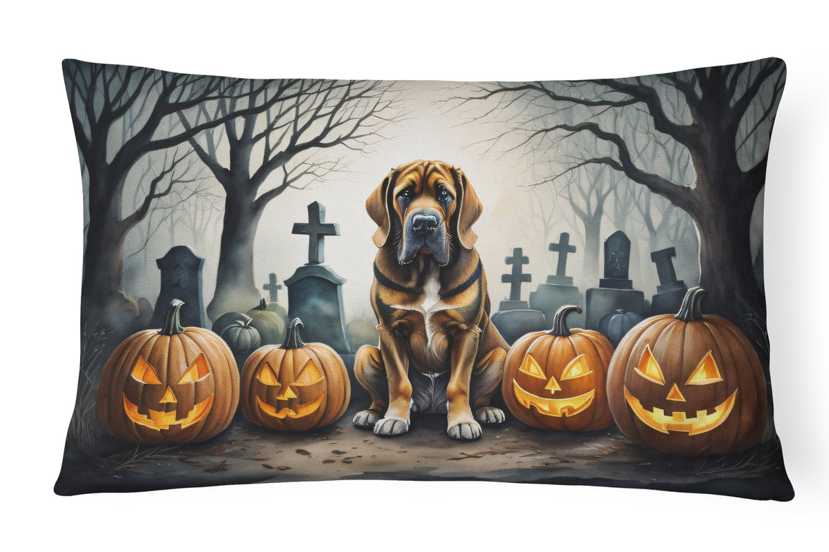 Caroline's Treasures DAC2017PW1216 Bloodhound Spooky Halloween Fabric Decorative Pillow Machine Washable, Indoor Outdoor Decorative Pillow for Couch, Bed or Patio, 12HX16W