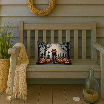 Caroline's Treasures DAC2017PW1216 Bloodhound Spooky Halloween Fabric Decorative Pillow Machine Washable, Indoor Outdoor Decorative Pillow for Couch, Bed or Patio, 12HX16W