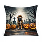 Caroline's Treasures DAC2017PW1818 Bloodhound Spooky Halloween Fabric Decorative Pillow Machine Washable, Indoor Outdoor Decorative Pillow for Couch, Bed or Patio, 18Hx18W