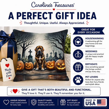 Caroline's Treasures DAC2017PW1818 Bloodhound Spooky Halloween Fabric Decorative Pillow Machine Washable, Indoor Outdoor Decorative Pillow for Couch, Bed or Patio, 18Hx18W