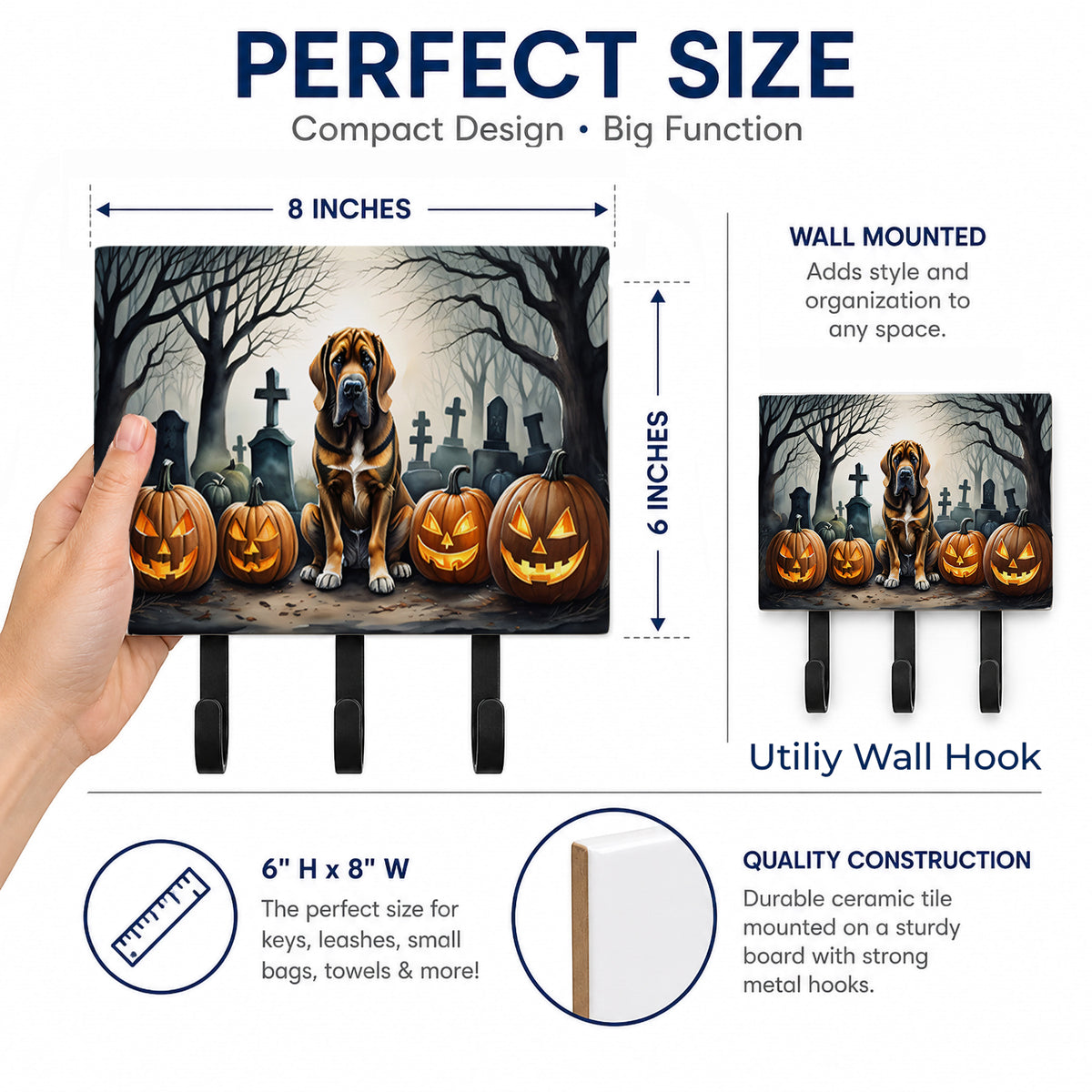 Caroline's Treasures Bloodhound Dogs Halloween Ceramic Triple Wall Hook