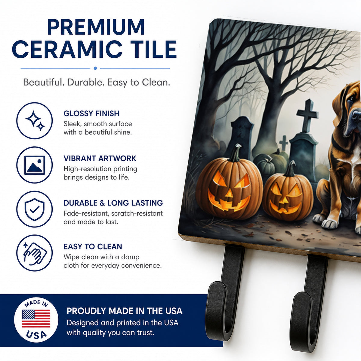 Caroline's Treasures Bloodhound Dogs Halloween Ceramic Triple Wall Hook