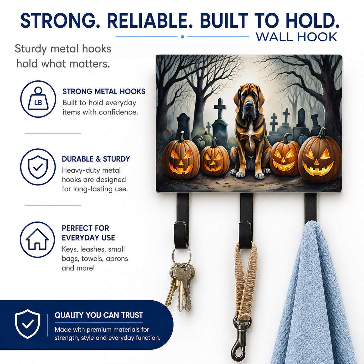 Caroline's Treasures Bloodhound Dogs Halloween Ceramic Triple Wall Hook