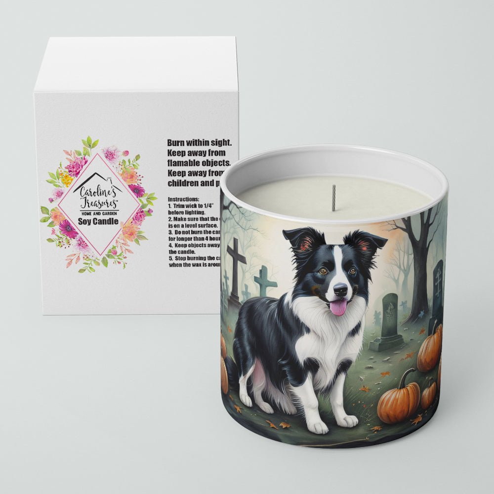 Caroline's Treasures DAC2018CDL Border Collie Spooky Halloween Decorative Soy Candle Nature Soy Wax Essential Oil Home Decor Ideal for Bedroom Kitchen Bath Office Gift, 10 oz