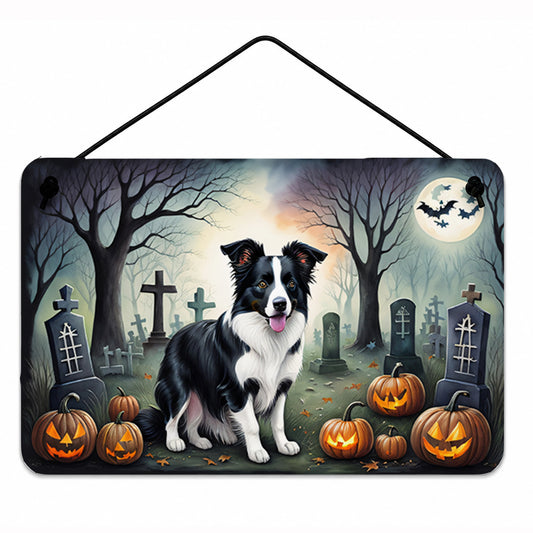 Caroline's Treasures DAC2018DS812 Border Collie Spooky Halloween Wall or Door Hanging Prints Aluminum Metal Sign Kitchen Wall Bar Bathroom Plaque Home Decor, 8x12, Multicolor