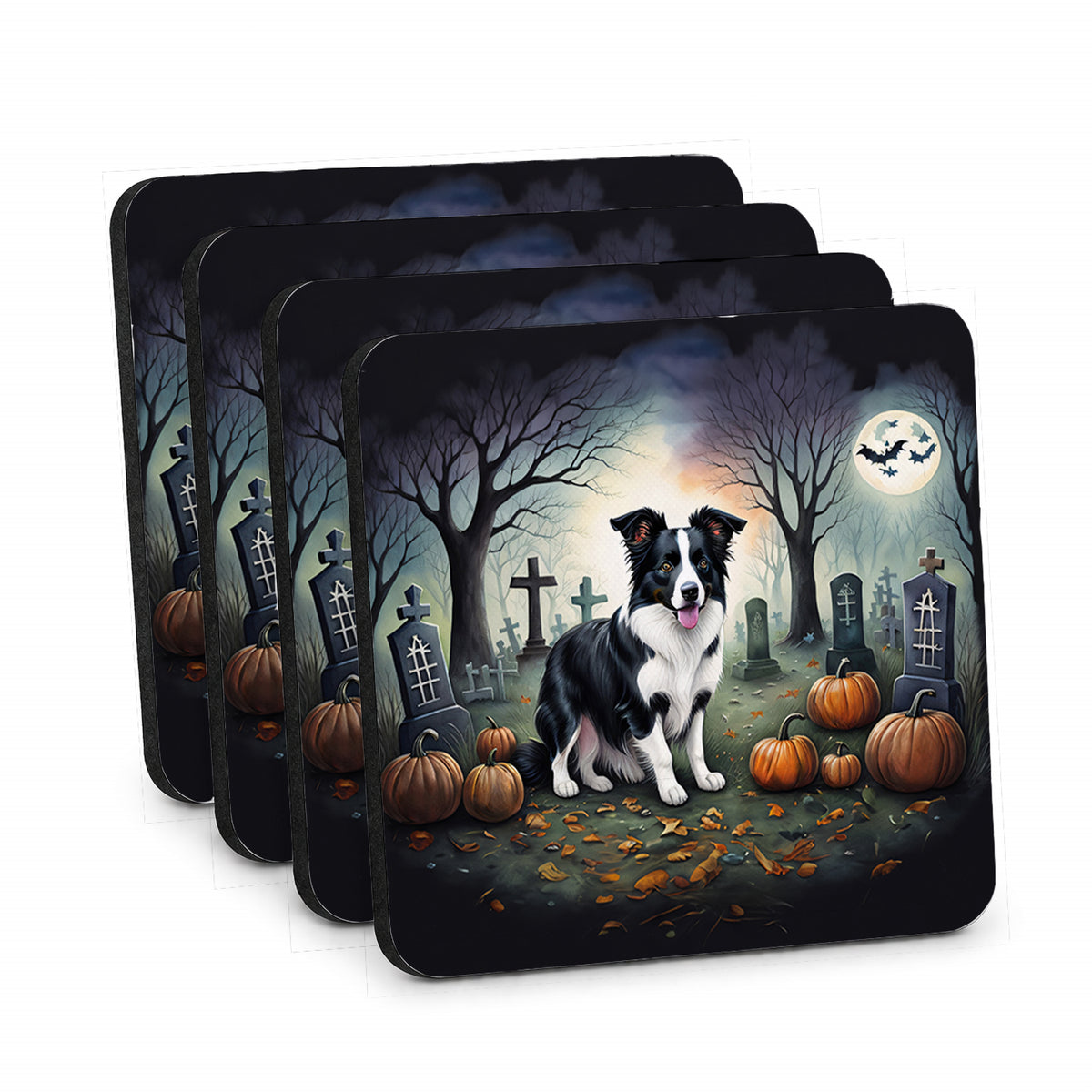 Caroline's Treasures Border Collie Dogs Foam Drink Coasters Set of 4