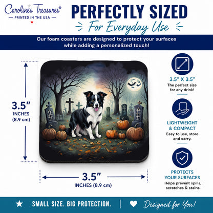 Caroline's Treasures Border Collie Dogs Foam Drink Coasters Set of 4