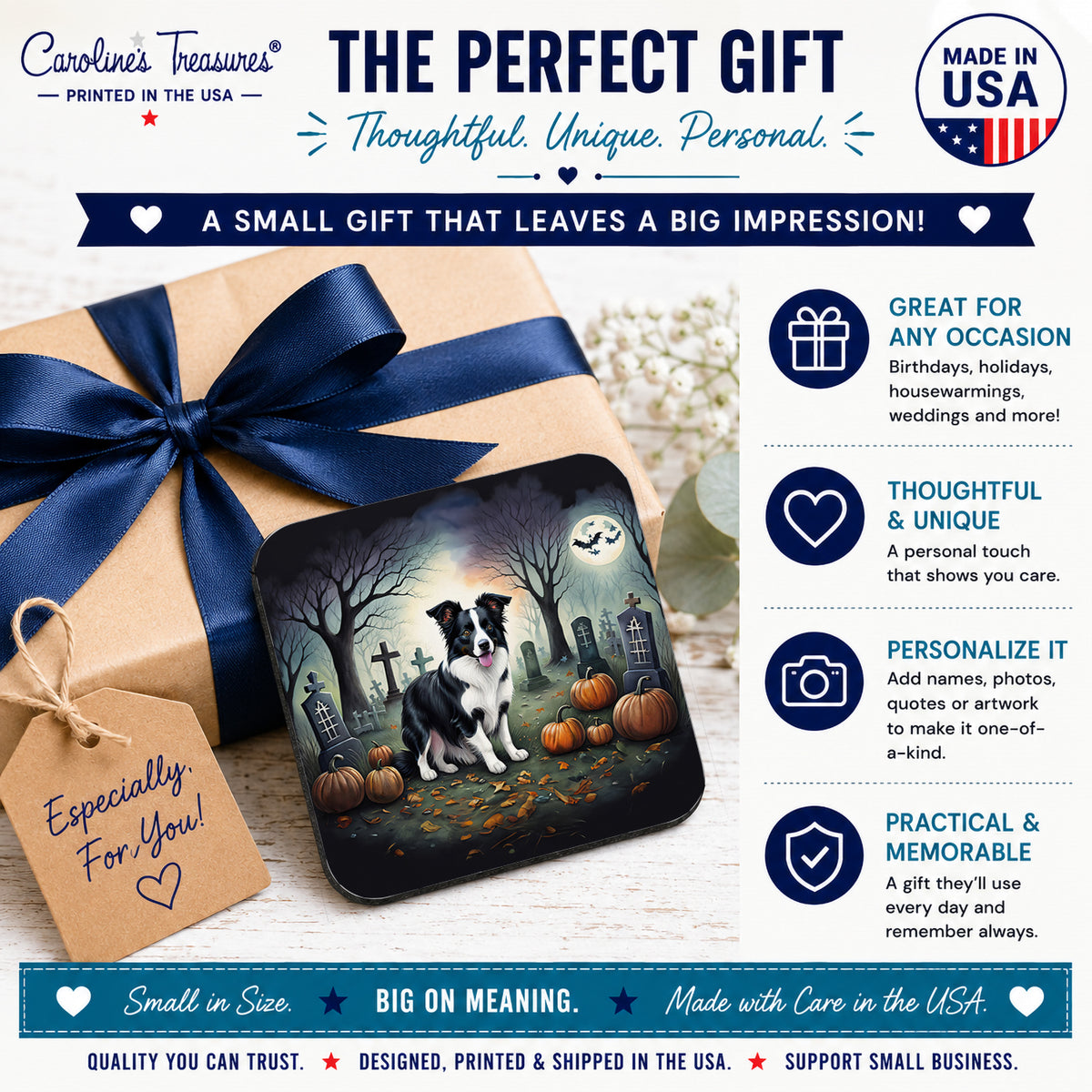 Caroline's Treasures Border Collie Dogs Foam Drink Coasters Set of 4